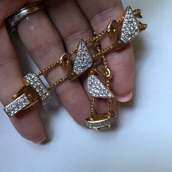 Swarovski Swan Double Chain Bracelet - Picture 7 of 9